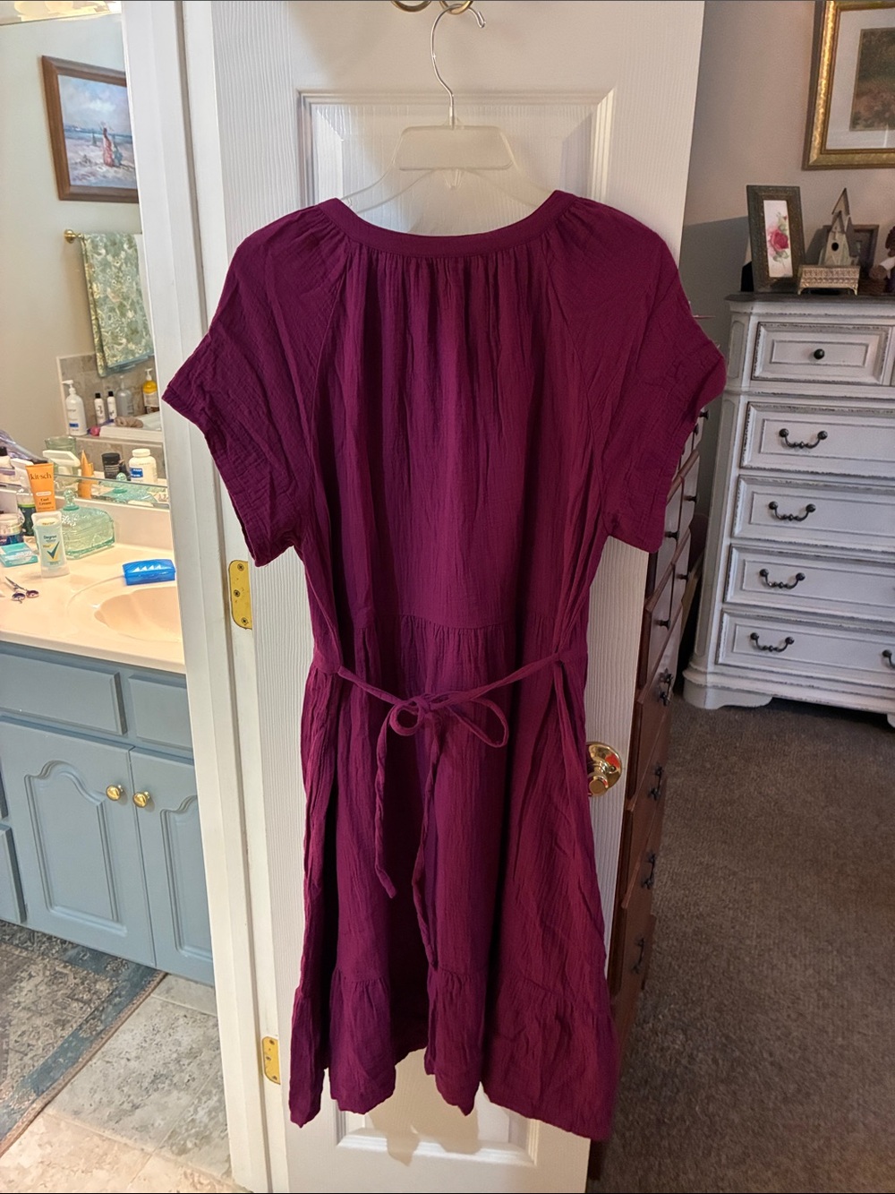 NWOT Pact Coastal Double Organic Cotton Breezy Midi Dress SZ L Sangria - Picture 7 of 7